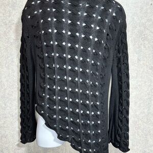 Double D Ranch Dark Teal Cut Out Asymetrical Linen Blend Sweater XL